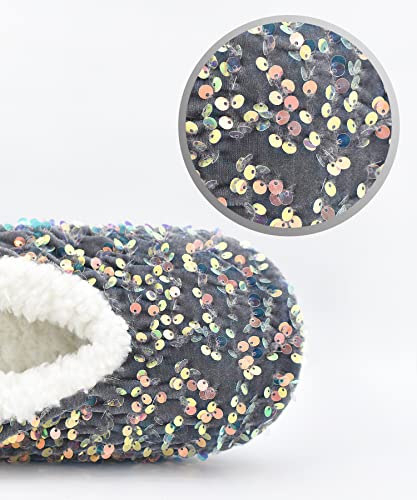 Image of Panda Bros Womens Ballerina Sequin Slippers, Bling House Slippers With Grippers