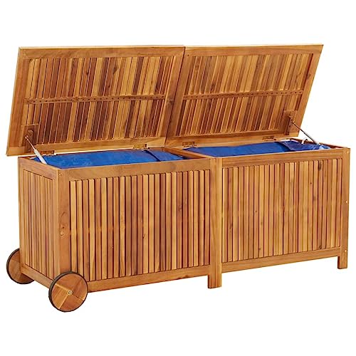 Boîtes de rangement d'extérieur en bois avec roulettes, boîte de rangement pour coussins, boîte à outils pour piscine, garage, plage de sable – 150 x 50 cm
