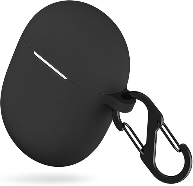 Geiomoo Silicone Case Compatible with Google Pixel Buds A-Series, Google Pixel Buds 2, Protective Cover with Carabiner (Black)