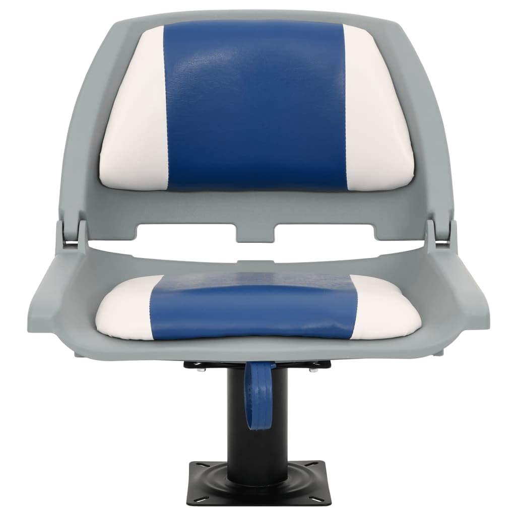 Set di 2 sedili per barca, pieghevoli, blu e bianco, 48 x 51 x 41 cm, con console in acciaio verniciato a polvere, portata 100 kg, per barche a vela, yacht, catamarano, accessori Jolle