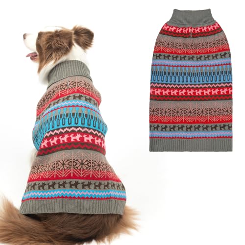 Image of Mihachi Dog Sweater - Winter Coat Apparel Clothes with Colorful Stripes for Cold Weather