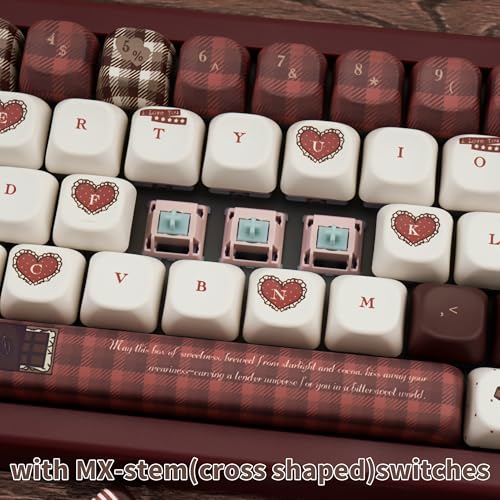 Image of Cute Keycaps Velvet Chocolate Red White PBT MX Switch Key Cap