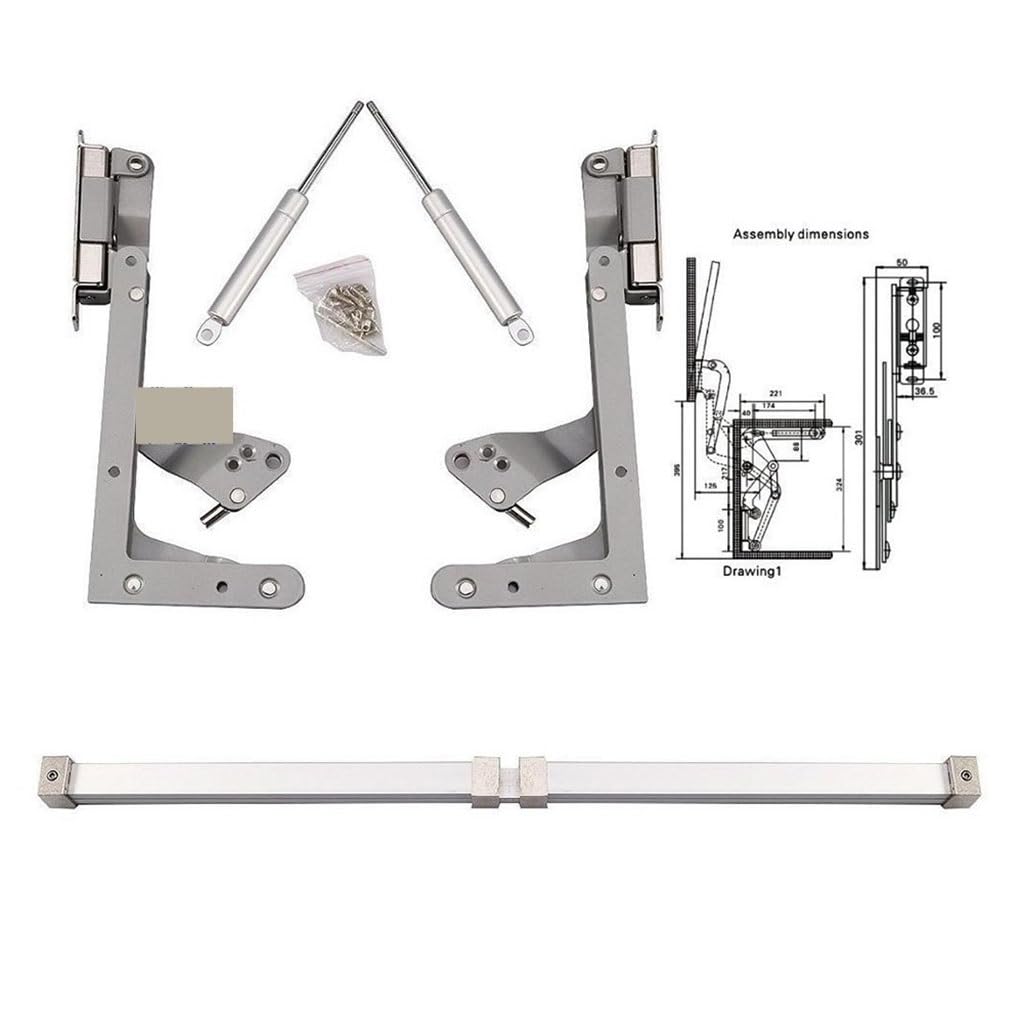 Puntone di sollevamento oscillante verticale for porta 'armadio da 60-90 cm, cerniera idraulica 2x250N