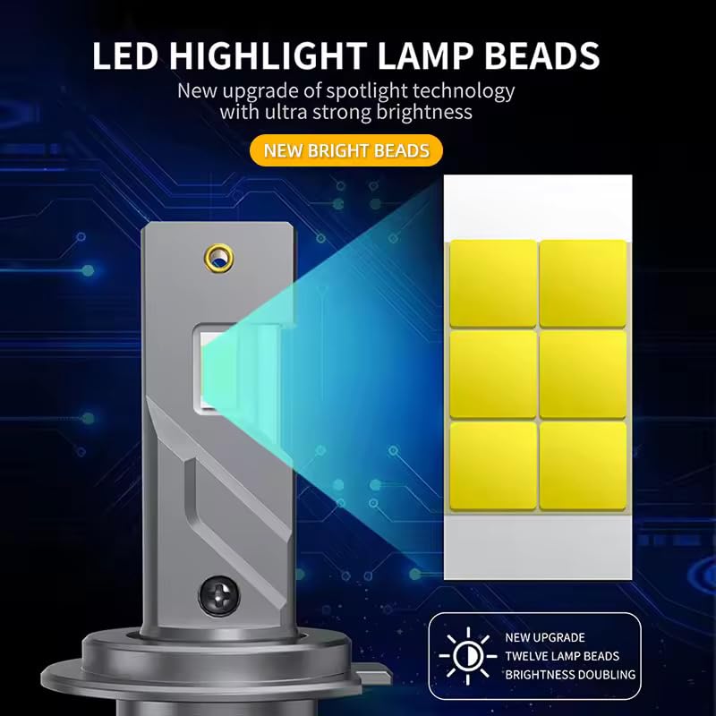 Image of Audio Wheels H7-110W Car Led Headlight Bulbs,16,000 Lumens Super Bright LED Headlight Conversion Kit for Cars 6000K Cool White Quick Installation Halogen Replacement, Pack of 2