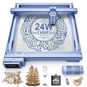 IKIER K1 Pro Lasergraveermachine, 24 W, lasergravure met automatische pneumatische ondersteuning, intelligente Z-as, dompelsnede, offline gravure voor hout, metaal, acryl