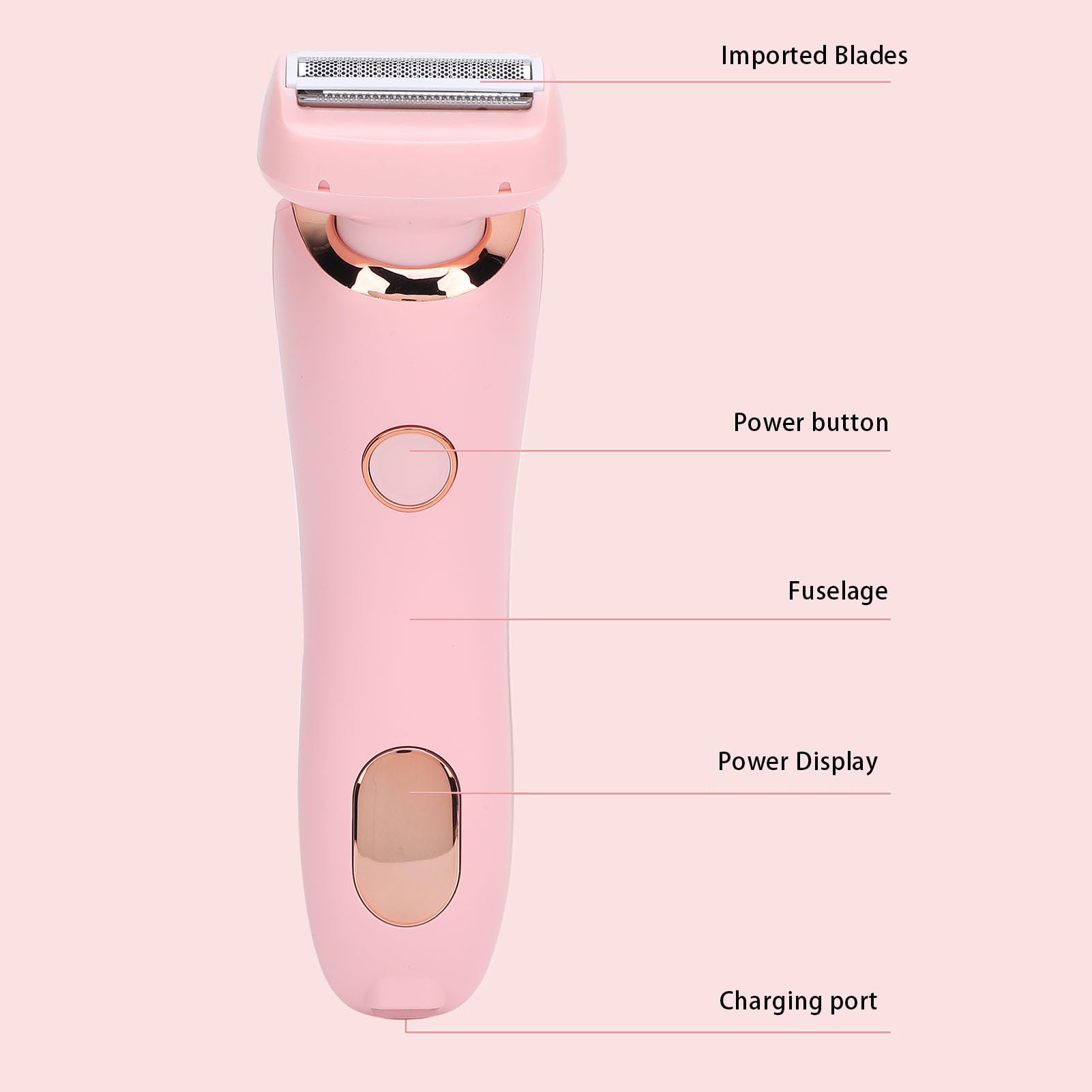 Depiladoras Electricas, 800 mAh, Recortador de vello femenino para axilas y cuerpo completo (rosa)