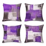 Purple Throw Pillow Covers Decorative Set of 4 Gallery Modern Decorative Purple Grey Interlaced Watercolor Brush Strokes Cushion Cases18 X 18 Inch for Couch Bed Sofa Farmhouse Office Decor Gray White
