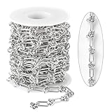 KYUNHOO Cadenas de clip de plata de 4 metros con hebillas, cadena de joyería de hierro de metal para hacer joyas, elegantes collares pesados, pulseras, cadenas de bricolaje a granel