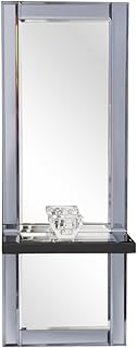 Howard Elliott Emerson Modern Decorative Hanging Wall Mirror with Shelf and Glass Candleholder, Beautiful Elegant Home DÃ©cor Mirrors, 24 x 9 Inches