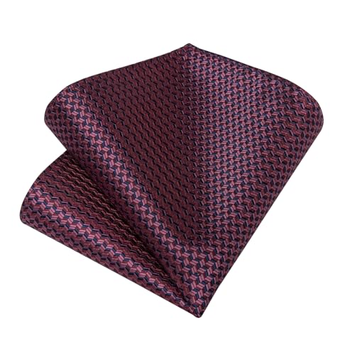 Image of DiBanGu Striped Tie Set for Men Silk Woven Plaid Necktie and Pocket Square Cufflinks Business Wedding