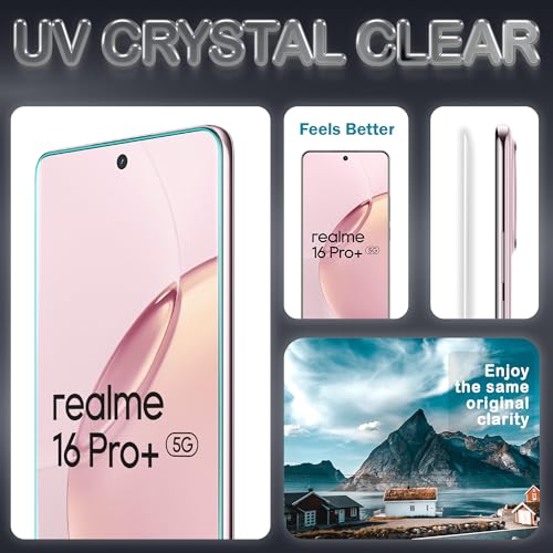 Image of FIRST MART Tempered Glass for Realme 16 Pro Plus With UV Installation Kit | Military-Grade Gorilla Screen Protector and Cable Guard | Edge to Edge Coverage | Crystal Clear
