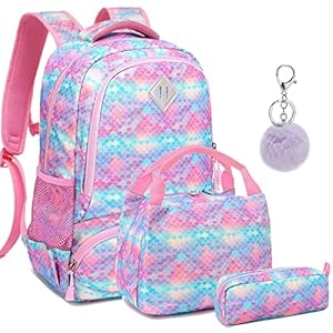 Meisohua Mochila Escolar Mochila Sirena Mochila Colegio Niña Mochila Chica Mochila Escolares Juveniles con Bolsa para Almuerzo y Estuche de Lápices