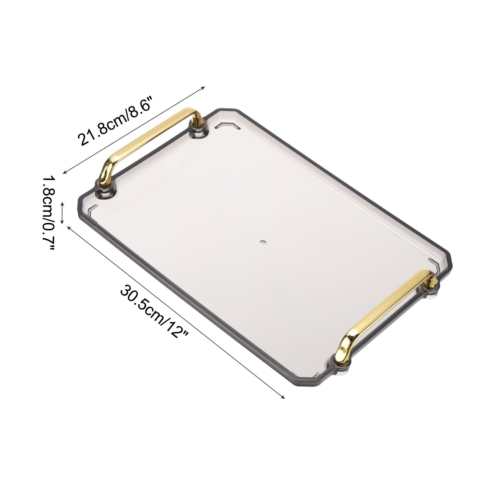 PATIKIL 12 x 8.6 Inches Plastic Serving Tray with Golden Handles - Image 2
