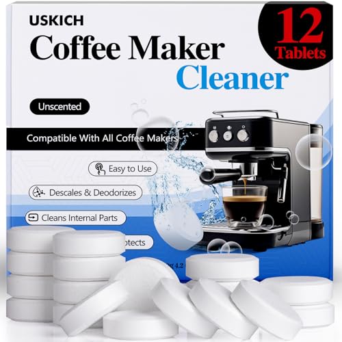 Image of Coffee Machine Cleaner Descaler Tablets 12 Pack, Coffee Maker Cleaner for Keurig, Ninja, Breville, Delonghi, Nespresso, Miele,Espresso Machine Cleaning Tabs,Descaling Solution for Coffee Pot Maker