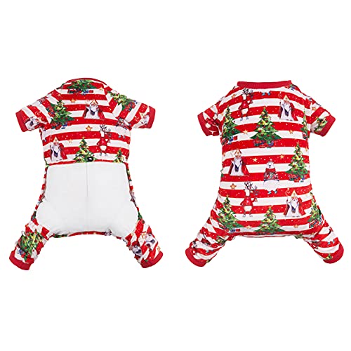 Image of CuteBone Christmas Dog Pajamas Shirt Winter Holiday Cute Pjs Pet Clothes Bodysuit for Doggie Onesies P186S