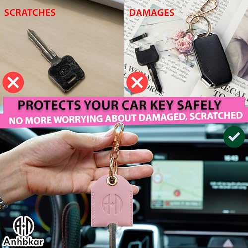 Image of Leather Keys Sleeve for Broken Car Key Loop Replacement, Keychain Cover Cute Protector and Holder for Men, Women