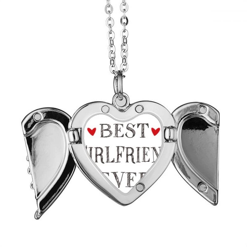 Best girlfriend ever Quote Heart Angel Wings Necklace Pendant Fashion Gift