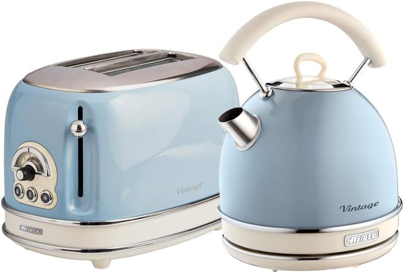 Ariete Retro Style Dome Kettle and 2 Slice Toaster Set, Vintage Design ...
