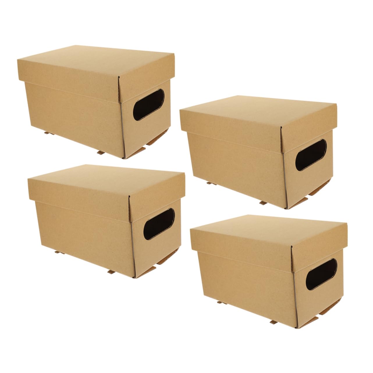 VOSAREA Scatola di Archiviazione Documenti in Carta Khaki 4 Pezzi | Coperchio, Stile Semplice, Non Facile da Deformare, per File CD e Dvd, Set da Quattro
