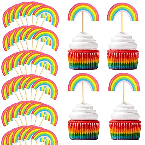 60 Stück Muffin Deko - Sterne, Herzen, Kronen Cupcake Topper Bunt