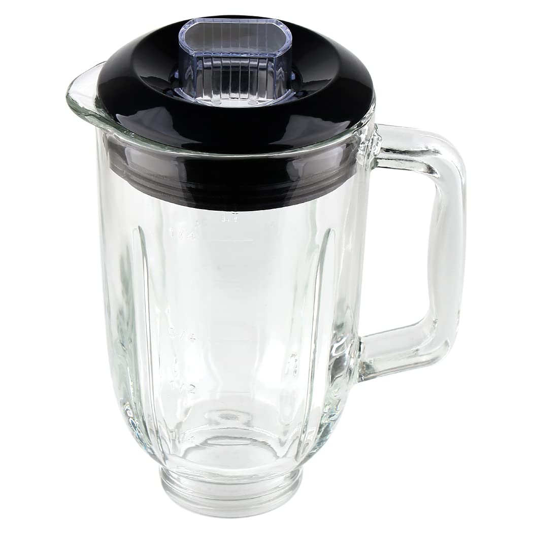 Replacement Parts 5-Cups Glass jar with lid,Compatible with BLACK&DECKER 10-Speed Blender BL2010BPA/BL2010BP/ BL2020S/ BL-2020/ BL2010BG
