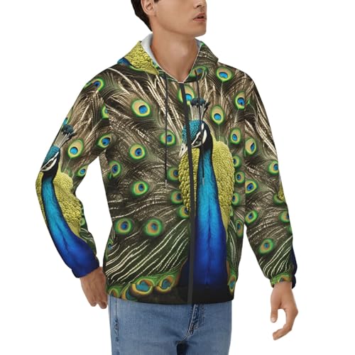 Sweat imprimé paon homme coupe ample finitions soignées mi-saison