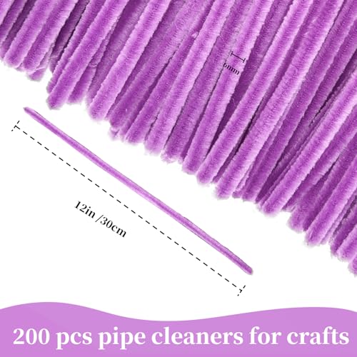 Image of VZF Deep Purple Pipe Cleaners Crafts-200PCS Chenille Stems DIY Crafts for Invitations & Decorations; Suitable for Wedding & Party Occasions,Halloween Decor,Christmas Gift for Kids,Crochet Flowers