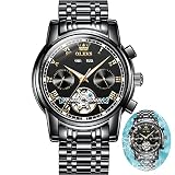 Tourbillon Watch Men Best Black Metal Skeleton Watches for Men Stainless Steel Mens Waterproof Watch