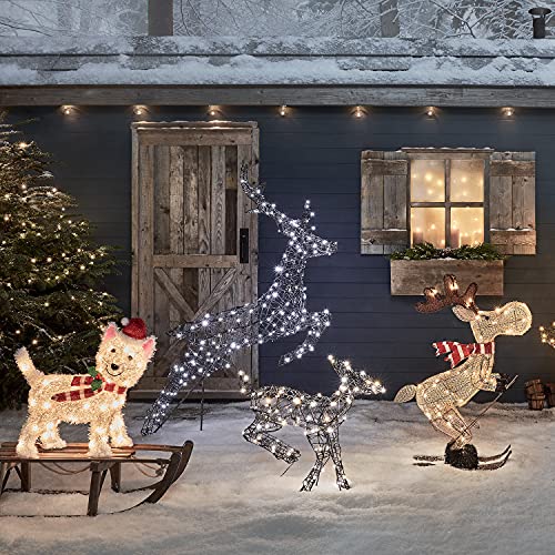 Lights4fun, Inc. 3ft Lighted Skiing Moose Pre-Lit LED Christmas Holiday Decoration