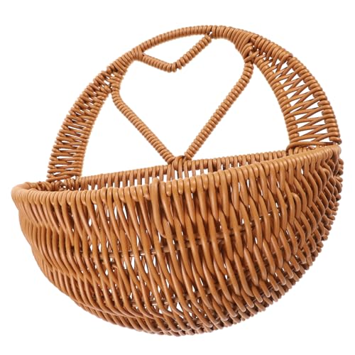 Alipis Pot à Crayons Suspendu Panier Suspendu Tissé Corbeille à Pain Panier Panier Suspendu Porte-fleurs En Rotin Pot De Plante Suspendu Mur Coeur De Pêche Plante En Pot Armature De Fer