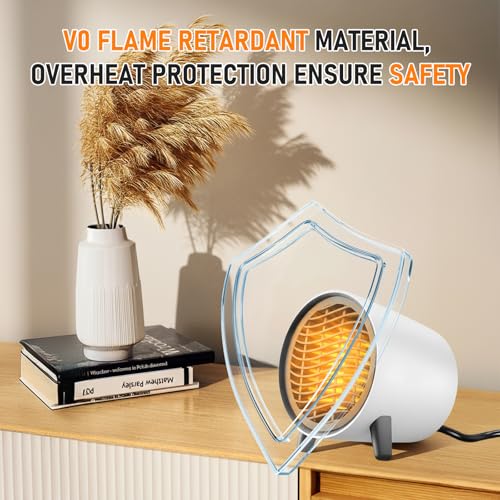 Calefactor Eléctrico Compact, Bwaliffury Calentador Cerámico Silencioso, Protección contra el sobrecalentamiento, Calefactor Bajo Consumo, Estufa Eléctrica Para baño, Oficina, Hogar, Dormitorio - imagen 5