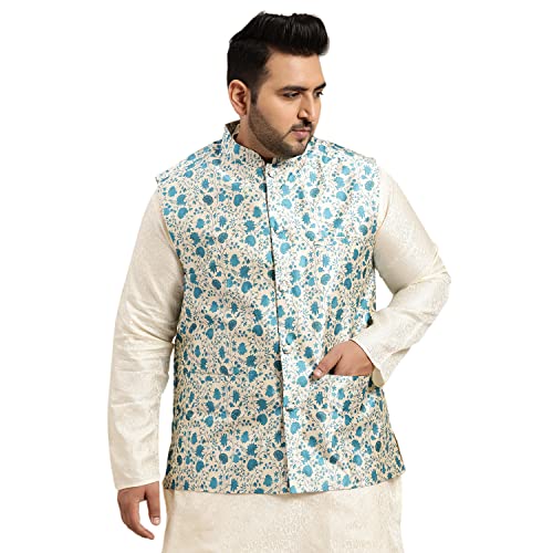 Sojanya PLUS (Since 1958), Men's Silk Blend Printed Nehru Jacket