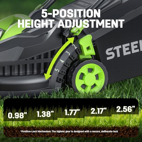 STEELITE 2X20V Electric Lawn Mower 13 Inch, Cordless Lawn Mower with 5-Position Cutting Height Adjustment, Battery Powered Lawn Mower for Small Yard, 2X4.0Ah Battery and 1 Charger Included by Steelite - Image 2
