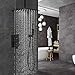 EMBATHER Black Shower System Ceiling Mounted, 12 Inch Rainfall Shower Head with High Pressure Handheld Spray, Bathroom Luxury Shower Trim kit with Rough-in Valve and Adjustable Shower Head Holder