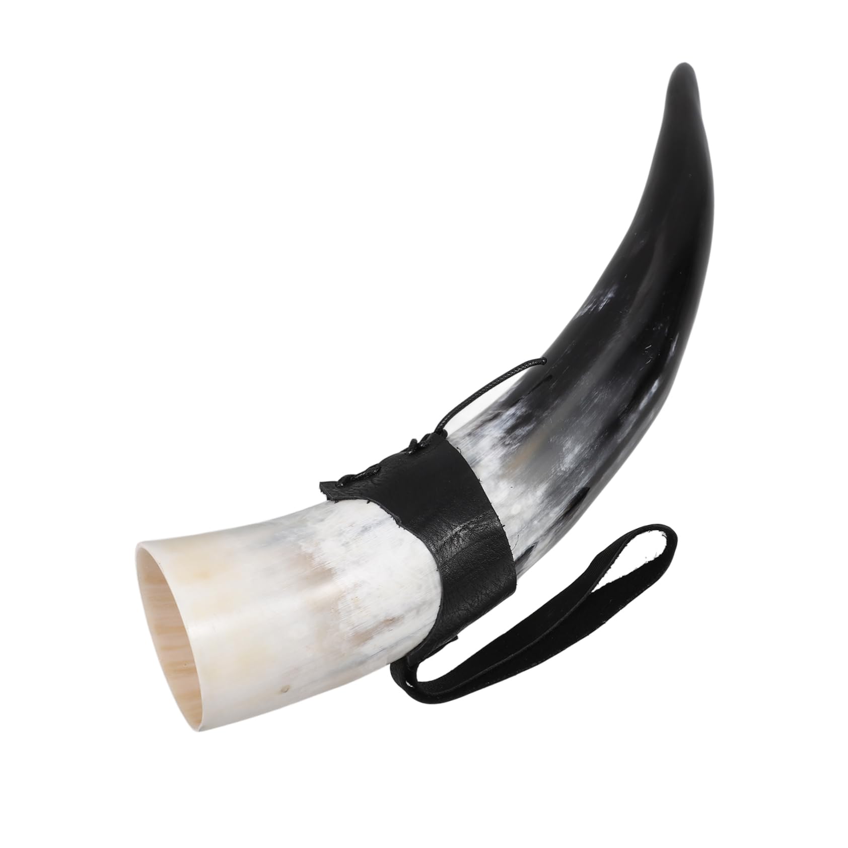ULTECHNOVO Großer Mittelalterlicher Wikingerhornbecher mit Spitzem Design aus Gelbem Horn Trinkhorn mit Ständer und Robuster Praktischer Verarbeitung für Thematische Feiern