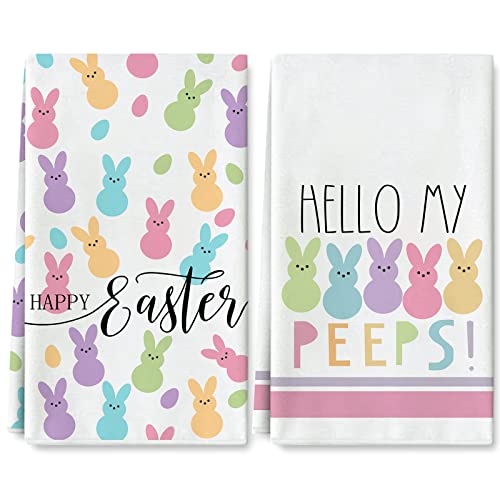 Dycica A1129 Lingtoolator Easter Kitchen Towel Easter Cartoon Rabbit Bunny Dish Towel 18 X 28 Inch Hand Drying Tea Towel cover