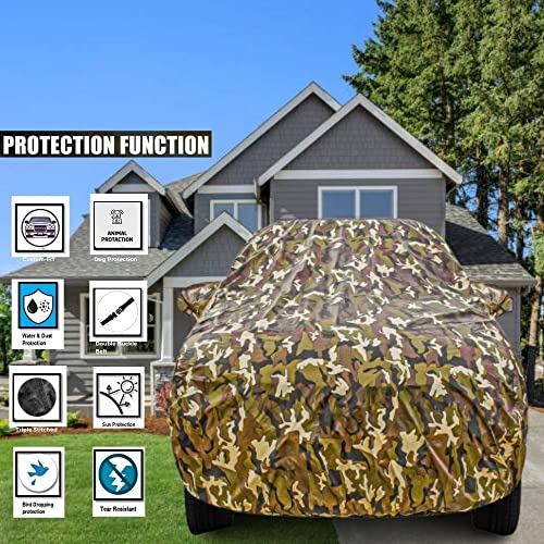 Image of 100% Waterproof (Tested) Fully Body Car Cover Maruti Suzuki S-presso (All Model Years Fit) Animal Protection, Heat Resistant,Triple Stitch, 2 Buckle with Strong Strap (Military Jungle)