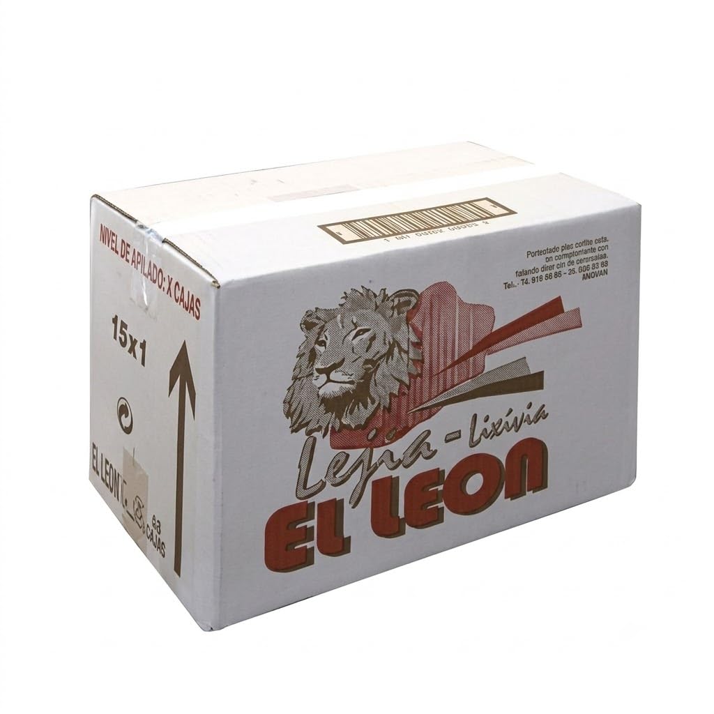 Lejía Líquida para Limpieza y Desinfección de Superficies, Pack de 15 Botellas de 1 Litro