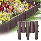 VA-Cerulean Kunststoff Rasenkante,25.2M Holzoptik Beeteinfassung,Beetumrandung Palisade,Gartenpalisade,Beetzaun,Randsteine,Braun,1 Element (L x H): 28 x 24cm,90 Stück