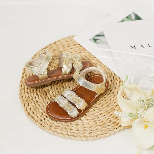 Image of PHIRAMIN Toddler Flower Girl Sandals - Girl Dress Shoes Toddler Little Kid Wedding Party