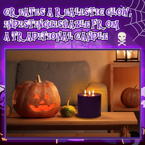 Image of Retisee 1 Pack Purple Extra Large Flameless Candles 6 inchx6 inch Remote Control