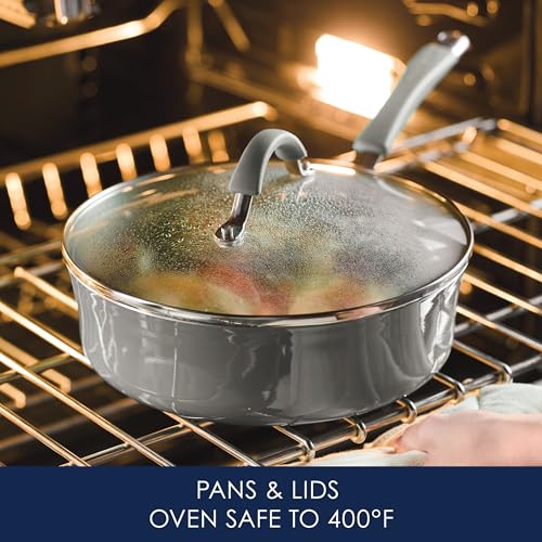 Image of Rachael Ray Cucina Nonstick Cookware /Pots and Pans Set, 10 Piece - Sea Salt Gray
