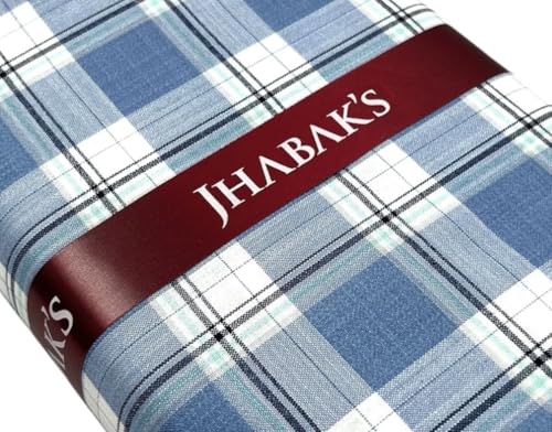 Image of JHABAK'S Cotton Blend Unstitched Checkered Fabric for Men - 2.35m Shirt Piece / 3m Kurta Piece - Width 36 Inches