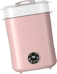 harayaa Esterilizador e secador elétrico de mamadeiras a vapor para viagens, carro e mamadeiras, Rosa