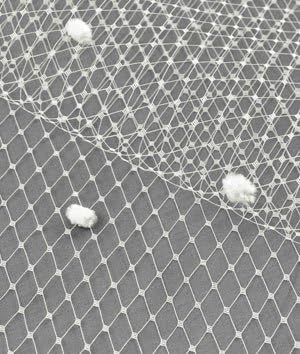 Ivory Dotted Russian Netting Fabric - by the Yard