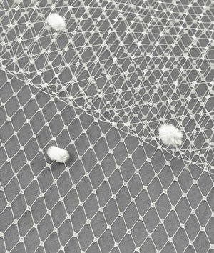 Ivory Dotted Russian Netting Fabric - by the Yard
