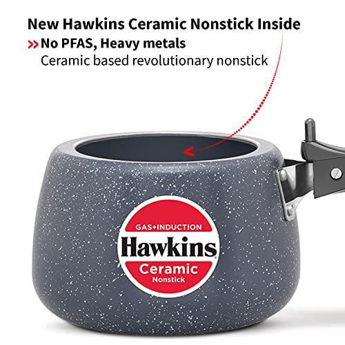 Hawkins 3 Litre Ceramic Nonstick Pressure Cooker, Induction Inner Lid Cooker, Granite Contura Shaped Cooker, Best Cooker (ICC30) by Hawkins - Used condition - Image 6