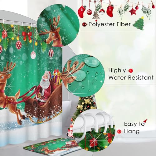 ArtSocket Christmas Bathroom Sets with Shower Curtain and Rugs, Claus Deer by ArtSocket - Used condition - Image 6