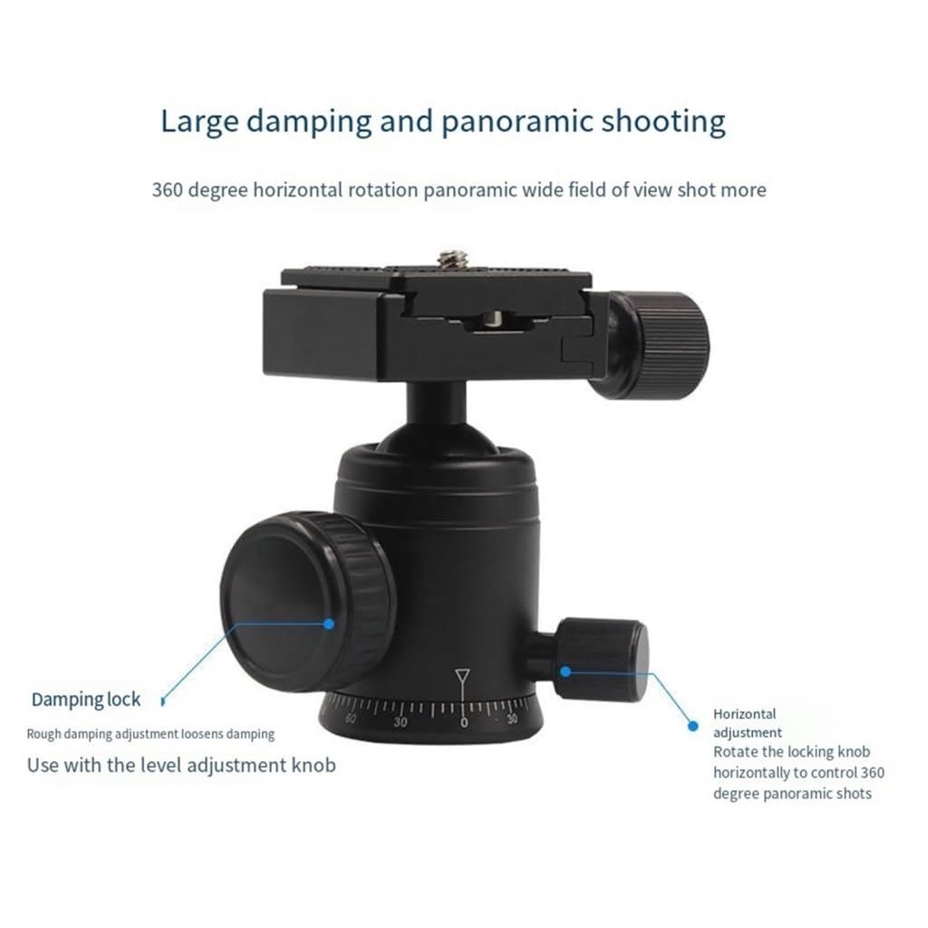 Mini trípode de aluminio de 20 pulgadas con cabezal de rotación ajustable de 360 grados y 28 mm para cámaras DSLR y fotografía móvil