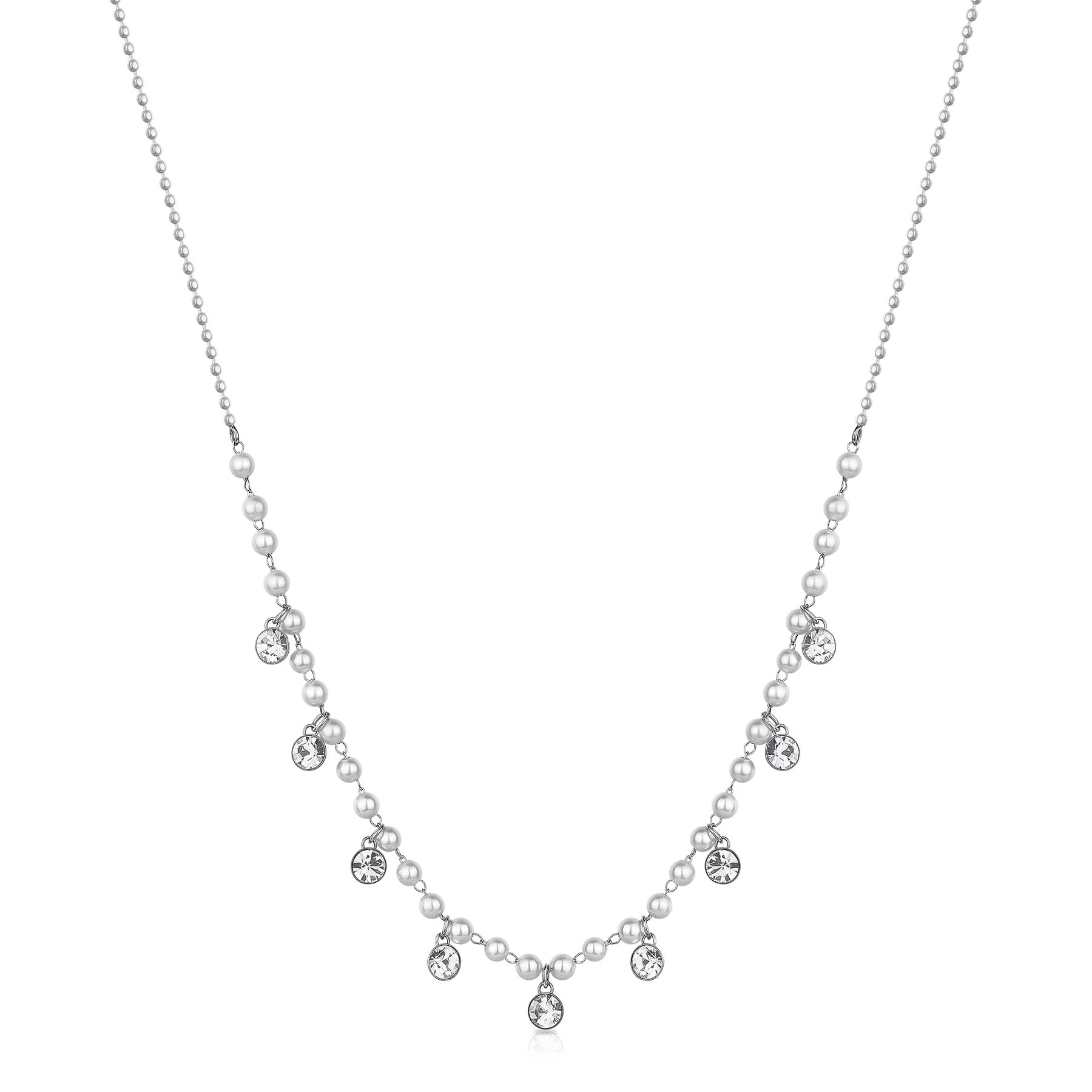 Brosway Collana Donna, Collana in Acciaio e Cristalli/perle | Collezione Chant - BAH83